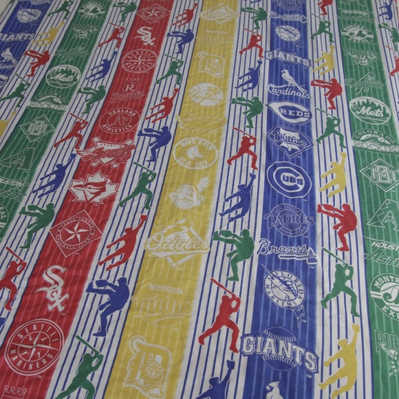 90s MLB Major League Baseball Teams Flat Bed Sheet - Picture 3 of 6